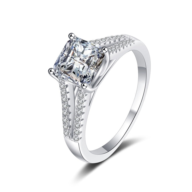 2ct Asscher Cut Moissanite Split Band Ring - Premium Jewelry from Dazzling Delights - Just $162.95! Shop now at Dazzling Delights