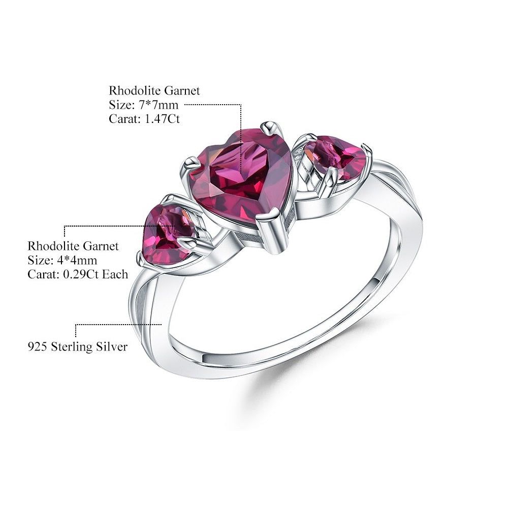 "The Trilogy of Love" Heart Cut Rhodolite Garnet Trilogy Ring - Premium Jewelry from Dazzling Delights - Just $103.95! Shop now at Dazzling Delights