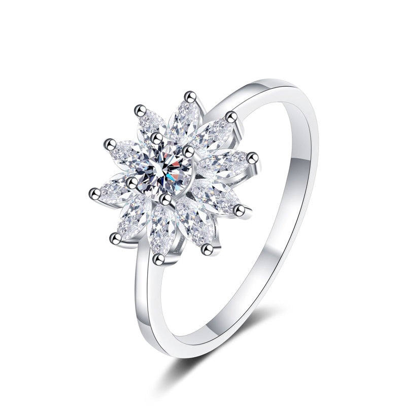 Round Brilliant Cut Moissanite Marquise Halo Ring - Premium Jewelry from Dazzling Delights - Just $162.95! Shop now at Dazzling Delights