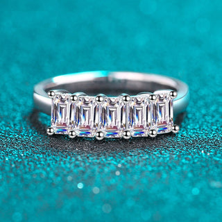 2.5ct 5 Stone Emerald Cut Moissanite Half Eternity Ring - Premium Jewelry from Dazzling Delights - Just $99.75! Shop now at Dazzling Delights