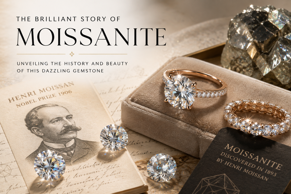 Moissanite gemstones and jewellery illustrating the history of moissanite and Henri Moissan