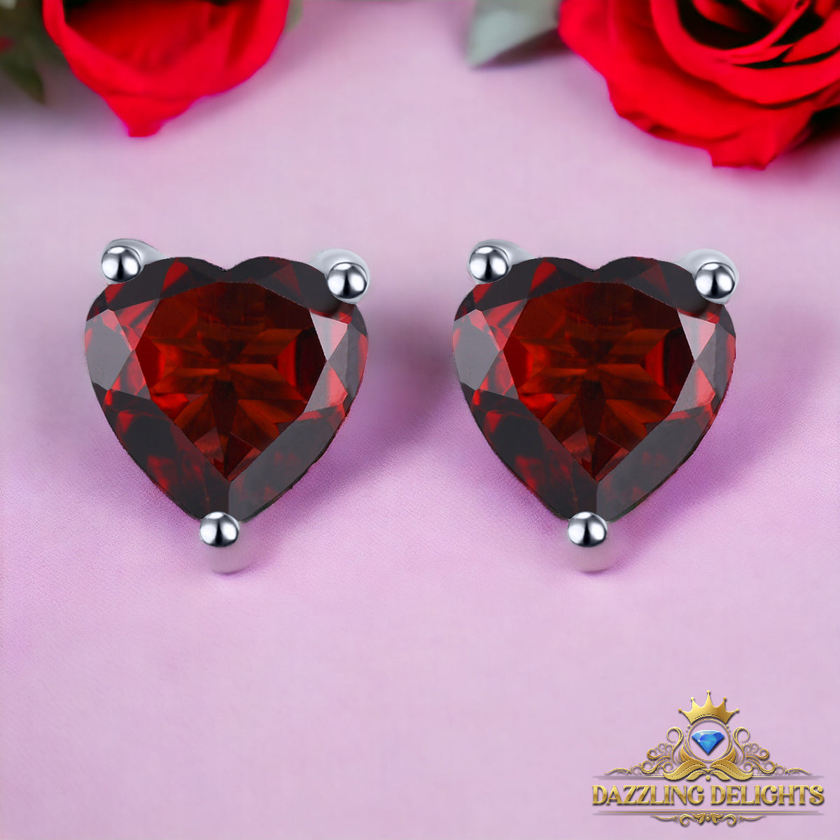 6x6mm Heart Cut Natural Gemstone Stud Earrings - Your Choice of Gemstone - Premium Jewelry from Dazzling Delights - Just $59.95! Shop now at Dazzling Delights