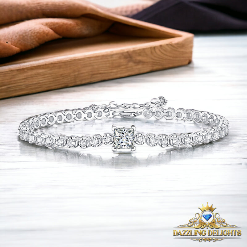 Princess Cut Moissanite Tennis Bracelet - Premium Jewelry from Dazzling Delights - Just $149.95! Shop now at Dazzling Delights