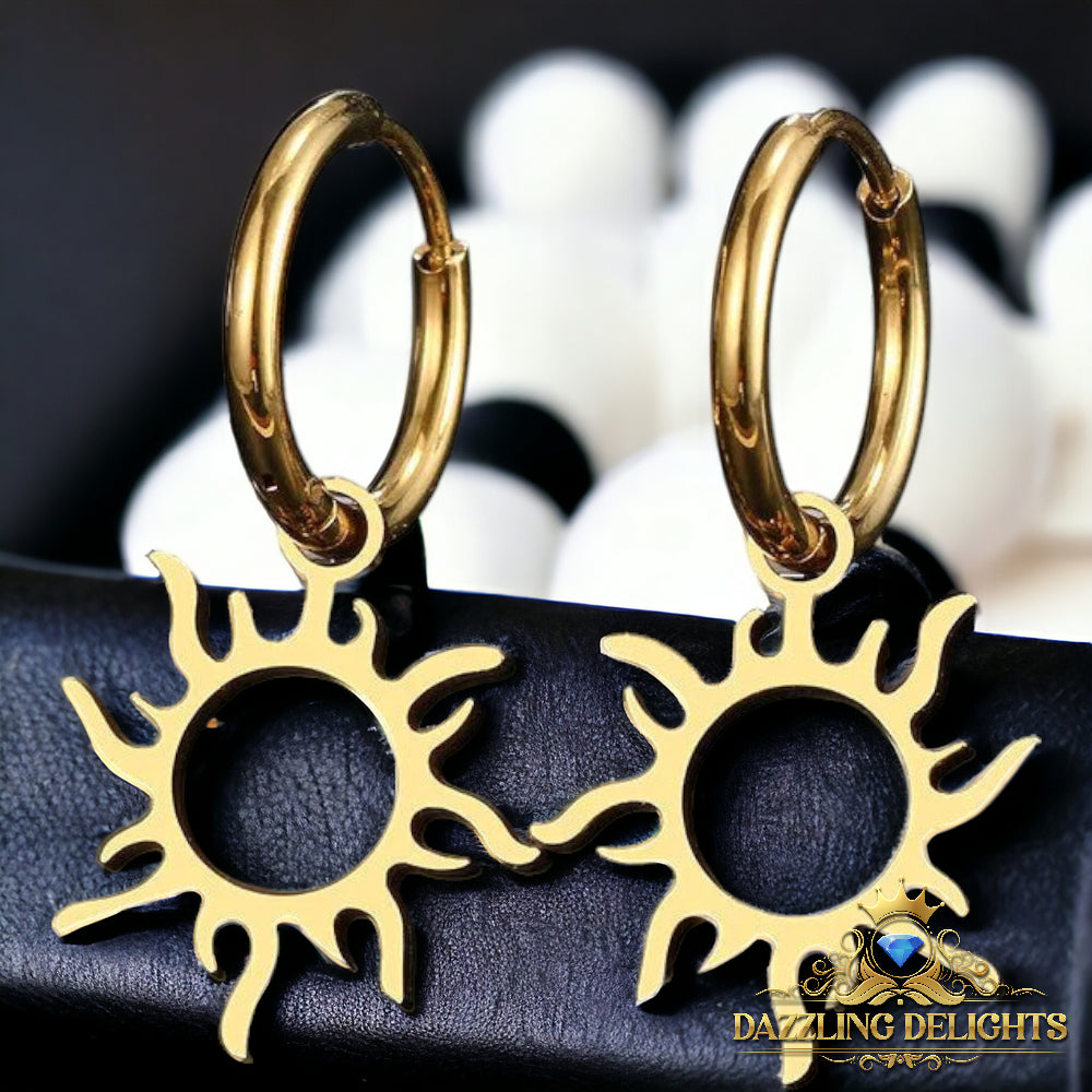 Titanium Sunburst Sleeper Dangle Earrings - Premium Jewelry from Dazzling Delights - Just $27.95! Shop now at Dazzling Delights