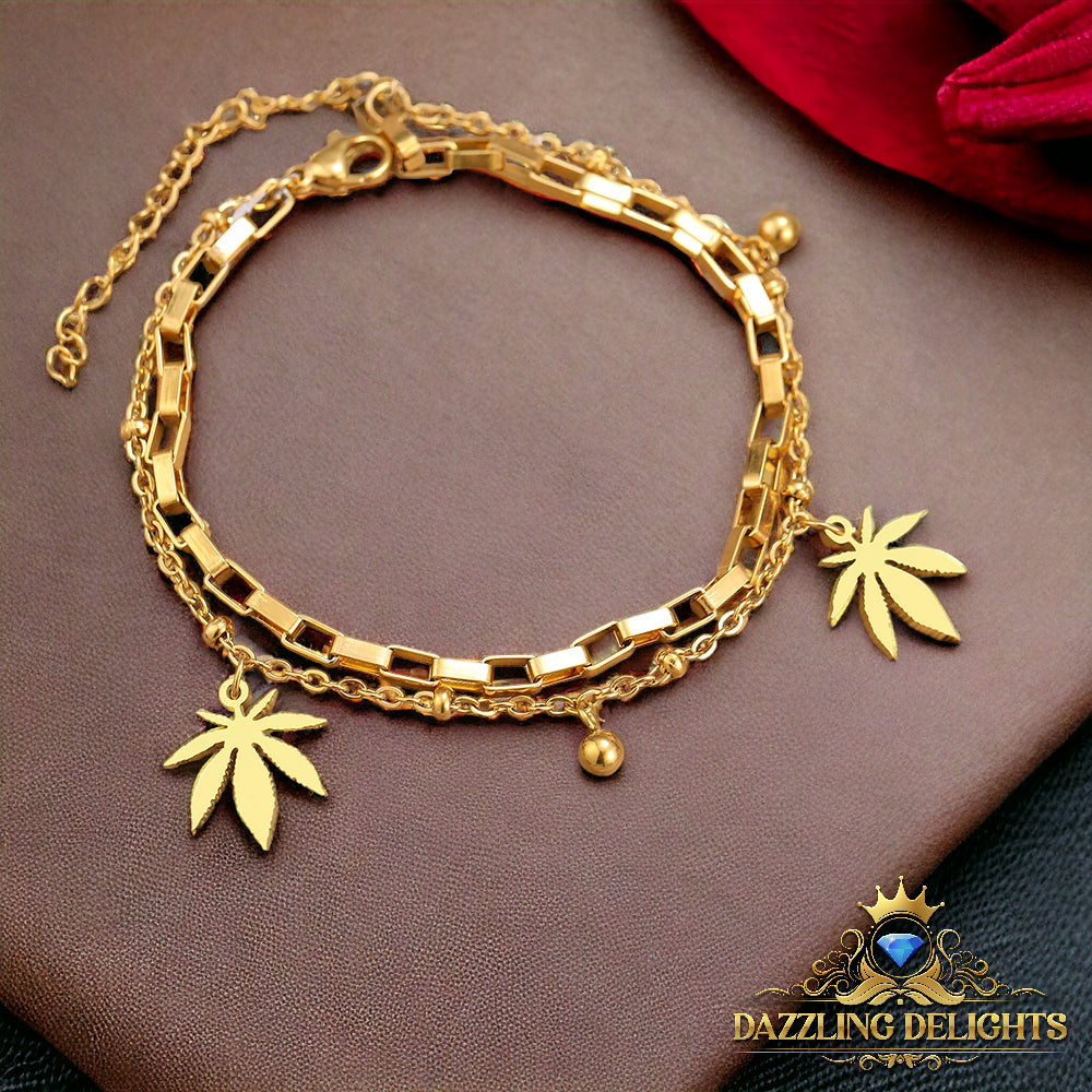 Titanium Leaf Charm Bracelet - Premium Jewelry from Dazzling Delights - Just $28.95! Shop now at Dazzling Delights