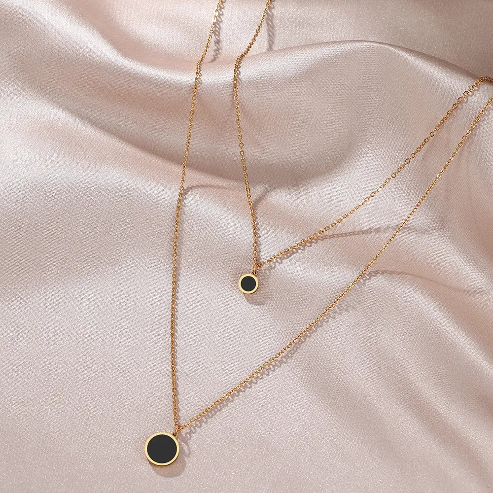 Titanium Black Disk Double Pendant Necklace - Premium Jewelry from Dazzling Delights - Just $28.95! Shop now at Dazzling Delights
