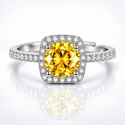 1ct Round Brilliant Moissanite Square Halo Adjustable Ring