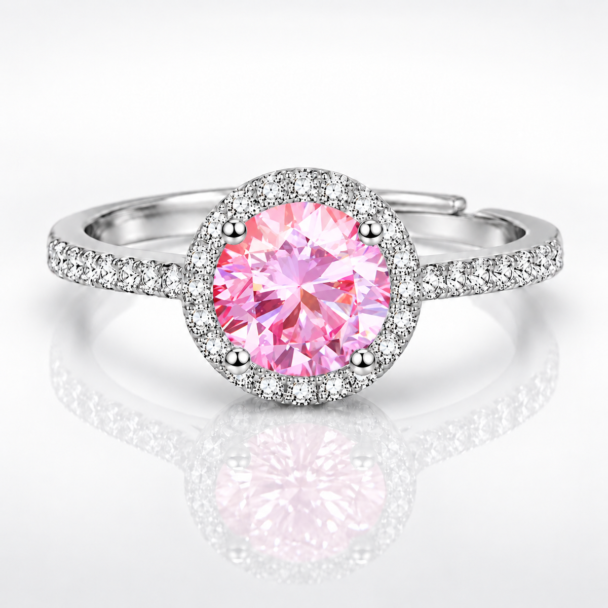 1ct Adjustable Coloured Moissanite Halo Engagement Ring