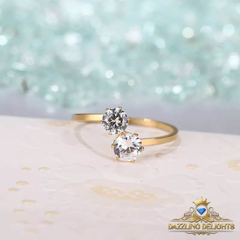Titanium Open Ring with 6mm Cubic Zirconia - Premium Jewelry from Dazzling Delights - Just $46.95! Shop now at Dazzling Delights