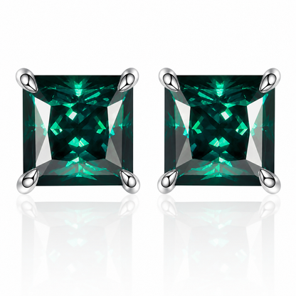 Brincos de moissanite vermelho com corte princesa 
