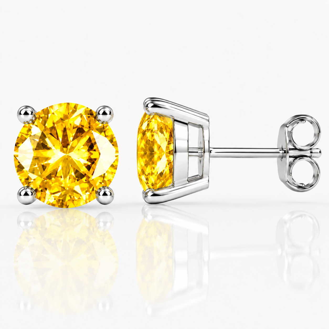 Four Prong Moissanite Solitaire Stud Earrings