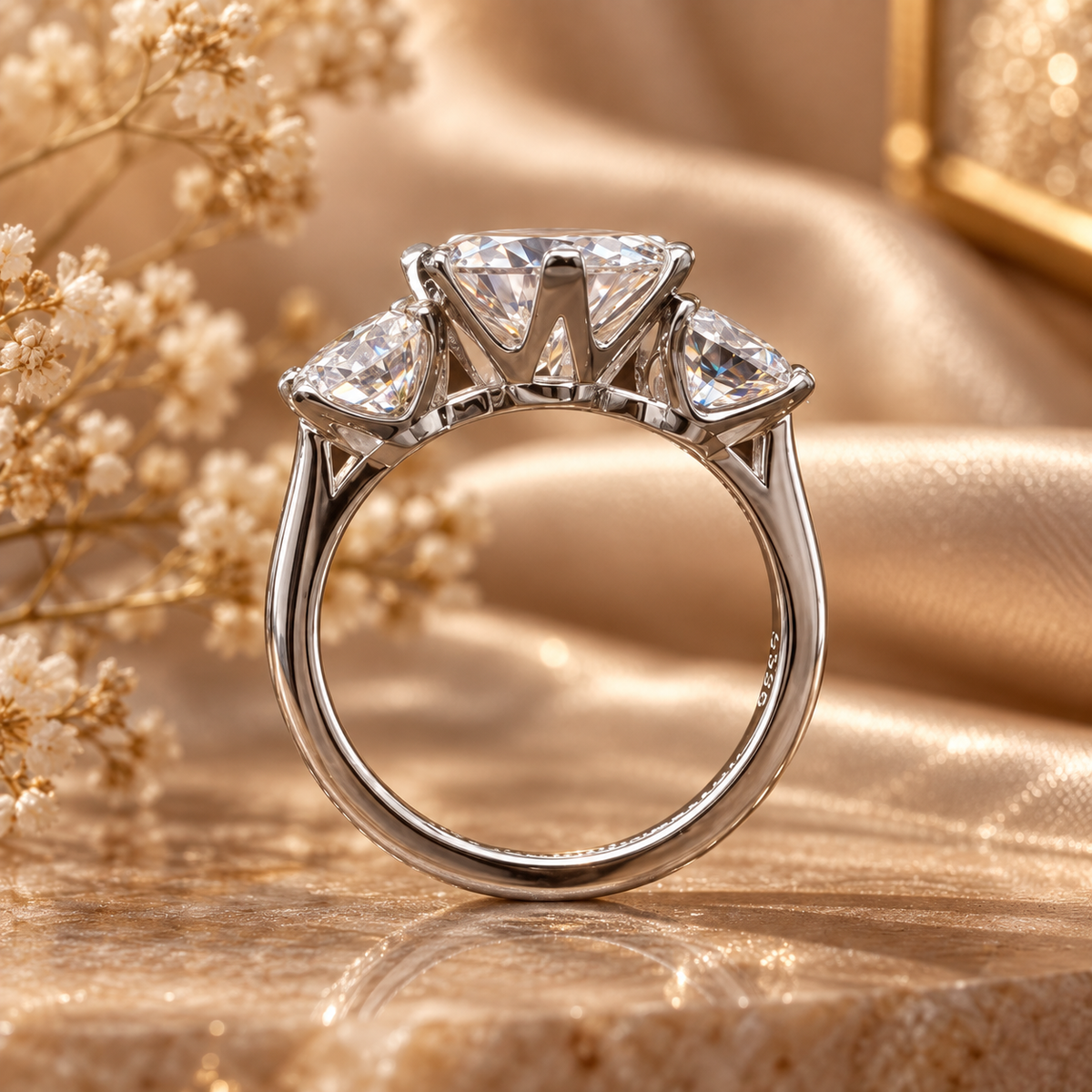 Anillo de trilogía de moissanita de 5 quilates 