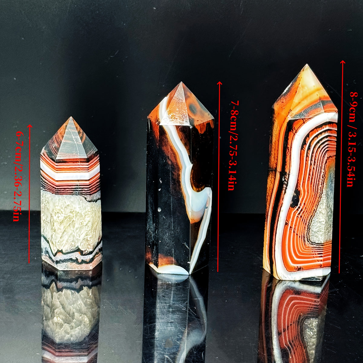 Red & Black Agate Crystal Pillar – Natural Marbled Stone Tower for Energy, Balance & Home Décor