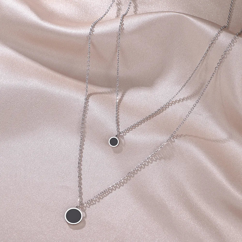 Titanium Black Disk Double Pendant Necklace - Premium Jewelry from Dazzling Delights - Just $28.95! Shop now at Dazzling Delights