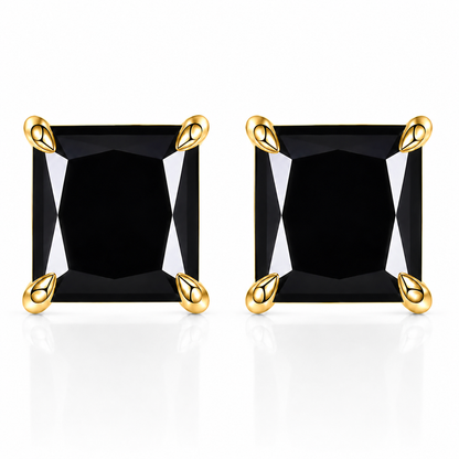 Brincos de moissanite vermelho com corte princesa 