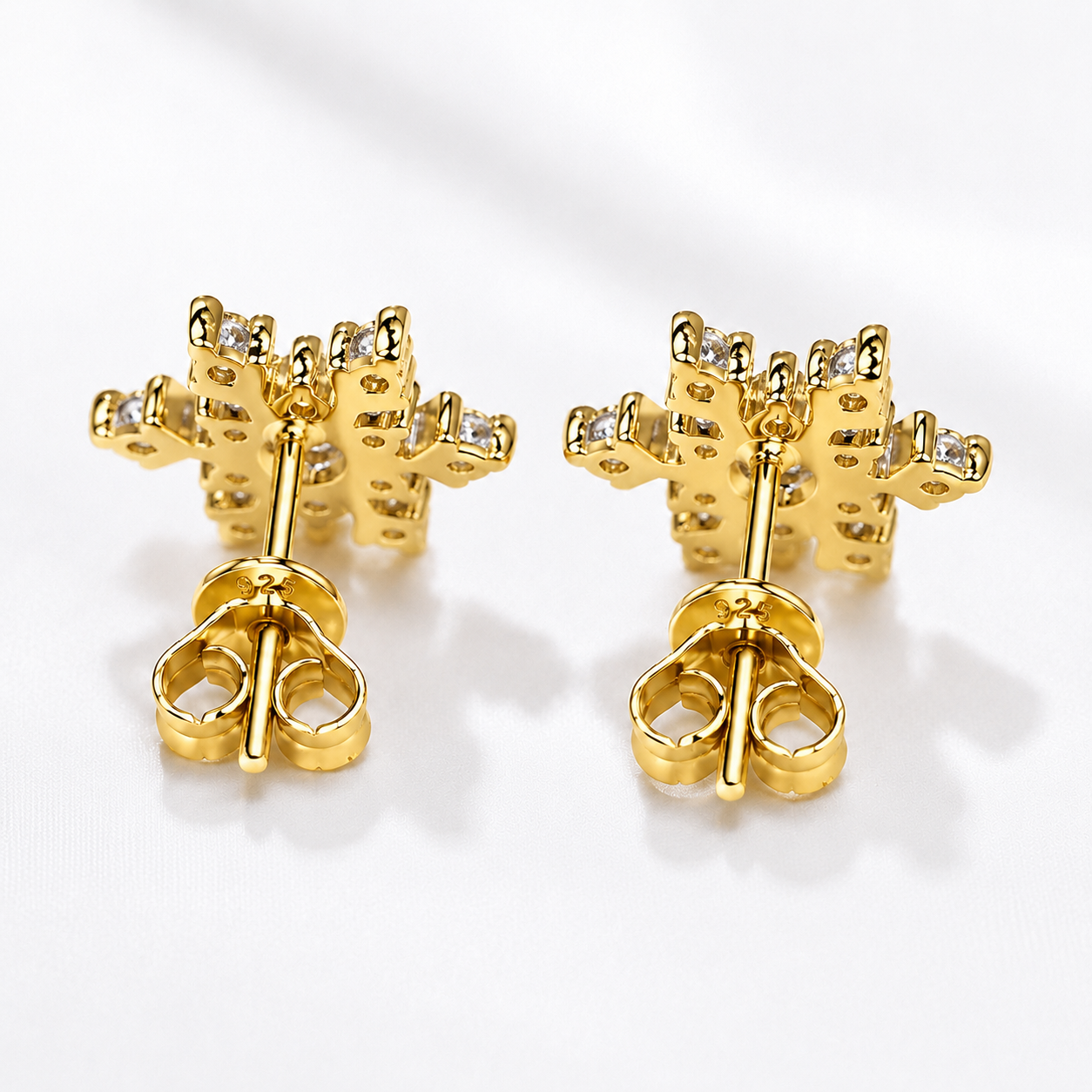 Snowflake Moissanite Stud Earrings
