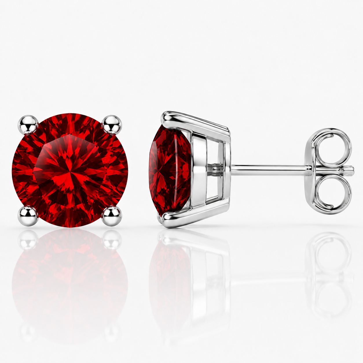 Four Prong Moissanite Solitaire Stud Earrings