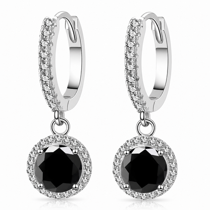 Halo Moissanite Hoop Drop Earrings – 1.0ct Round Brilliant Earrings