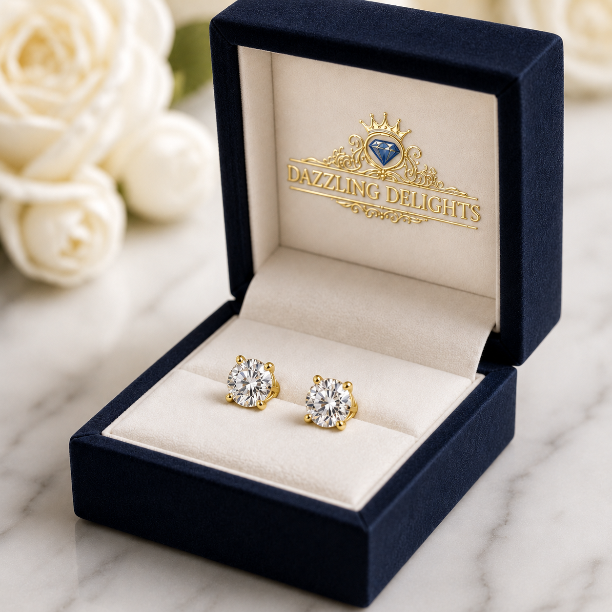Round Brilliant Moissanite Stud Earrings – Classic Solitaire Earrings