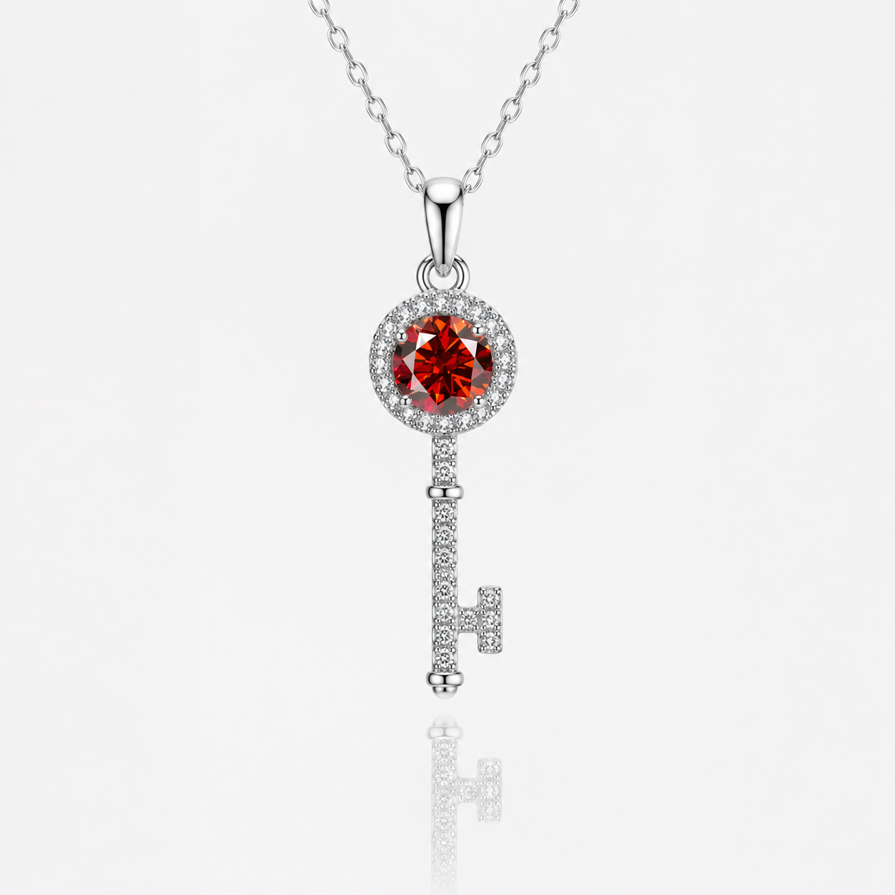 Moissanite Key Pendant Necklace