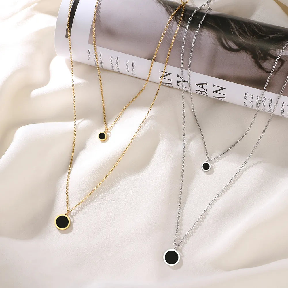 Titanium Black Disk Double Pendant Necklace - Premium Jewelry from Dazzling Delights - Just $28.95! Shop now at Dazzling Delights