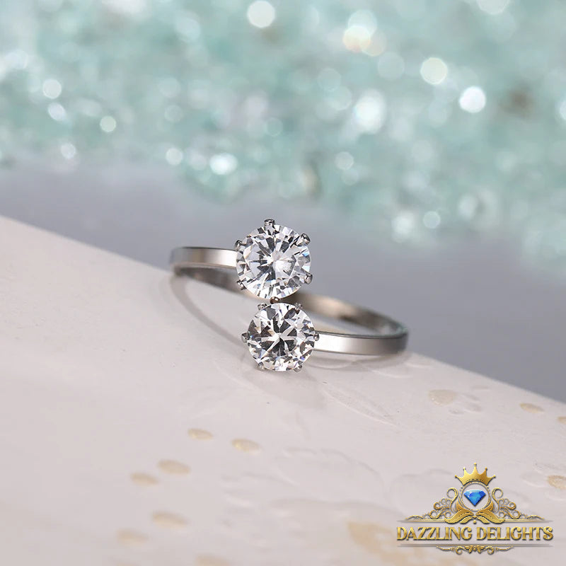 Titanium Open Ring with 6mm Cubic Zirconia - Premium Jewelry from Dazzling Delights - Just $46.95! Shop now at Dazzling Delights