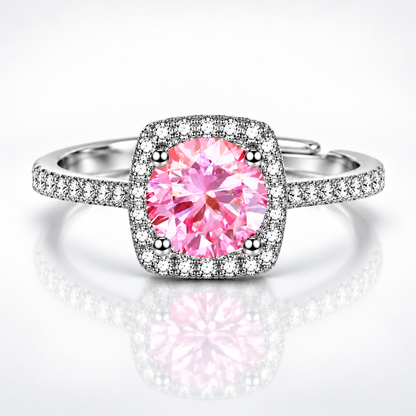 1ct Round Brilliant Moissanite Square Halo Adjustable Ring