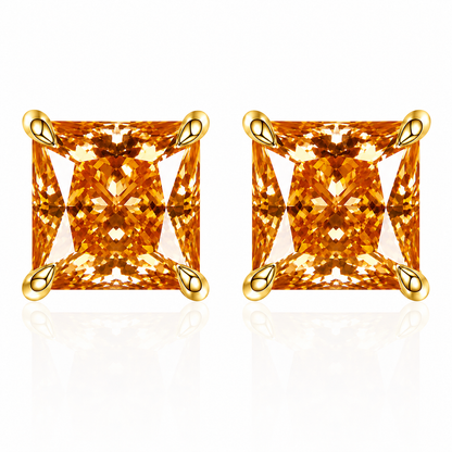 Brincos de moissanite vermelho com corte princesa 