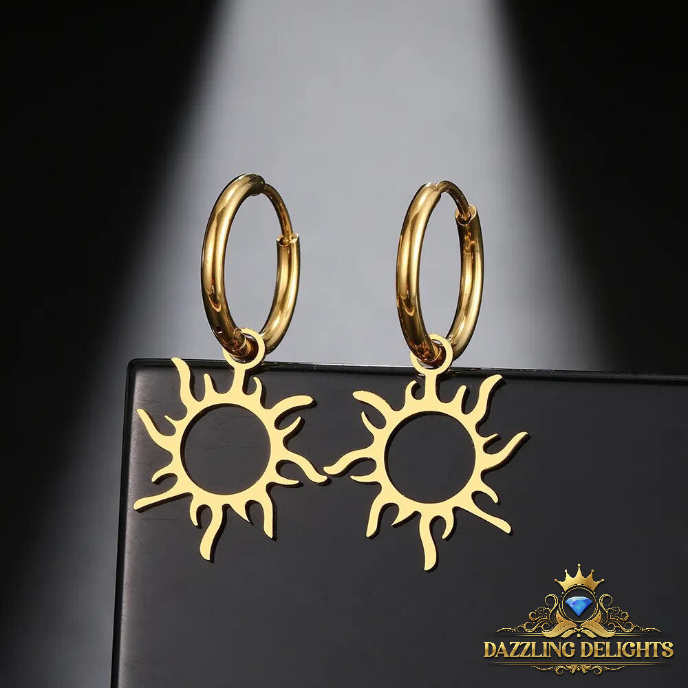 Titanium Sunburst Sleeper Dangle Earrings - Premium Jewelry from Dazzling Delights - Just $27.95! Shop now at Dazzling Delights