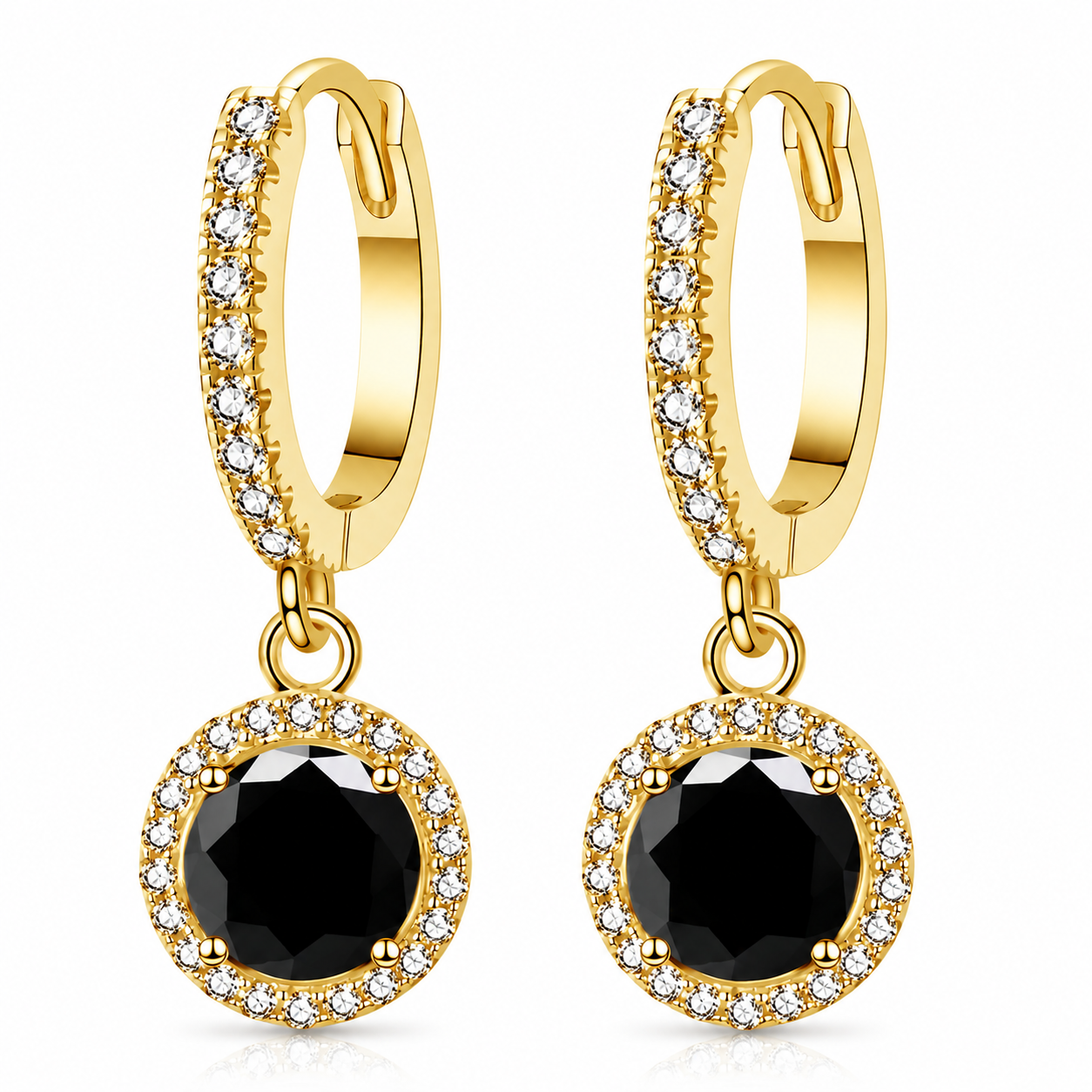 Halo Moissanite Hoop Drop Earrings – 1.0ct Round Brilliant Earrings