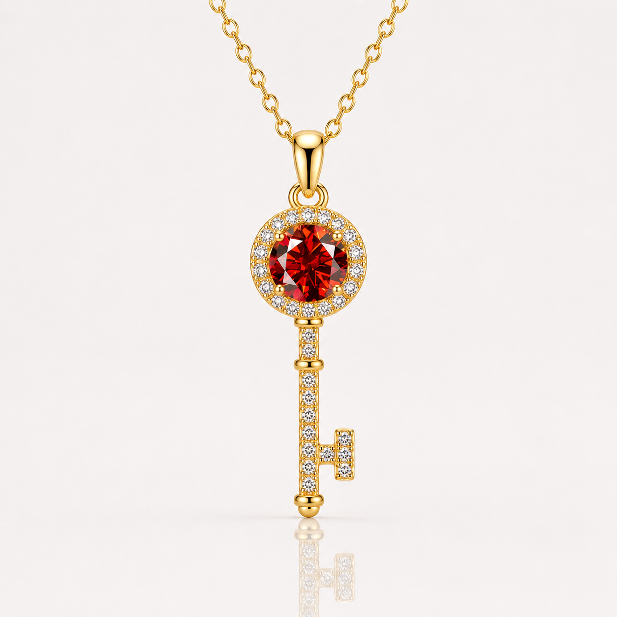 Moissanite Key Pendant Necklace