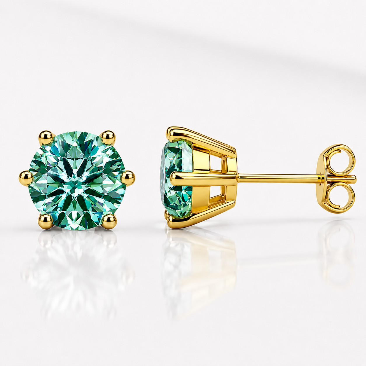 Round Brilliant Moissanite Stud Earrings – Classic Solitaire Earrings