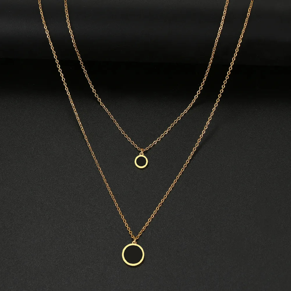 Titanium Black Disk Double Pendant Necklace - Premium Jewelry from Dazzling Delights - Just $28.95! Shop now at Dazzling Delights