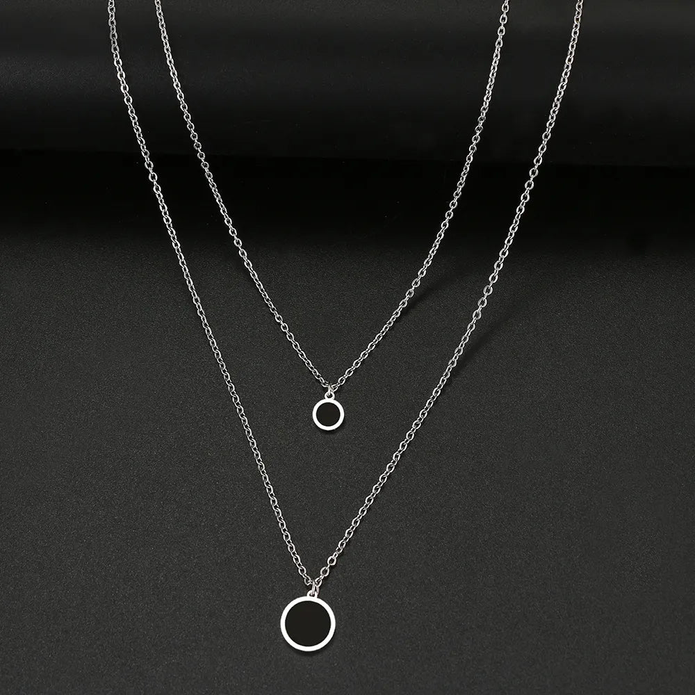 Titanium Black Disk Double Pendant Necklace - Premium Jewelry from Dazzling Delights - Just $28.95! Shop now at Dazzling Delights