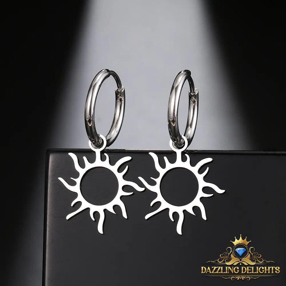 Titanium Sunburst Sleeper Dangle Earrings - Premium Jewelry from Dazzling Delights - Just $27.95! Shop now at Dazzling Delights