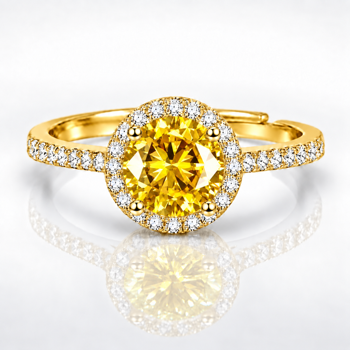 1ct Adjustable Coloured Moissanite Halo Engagement Ring