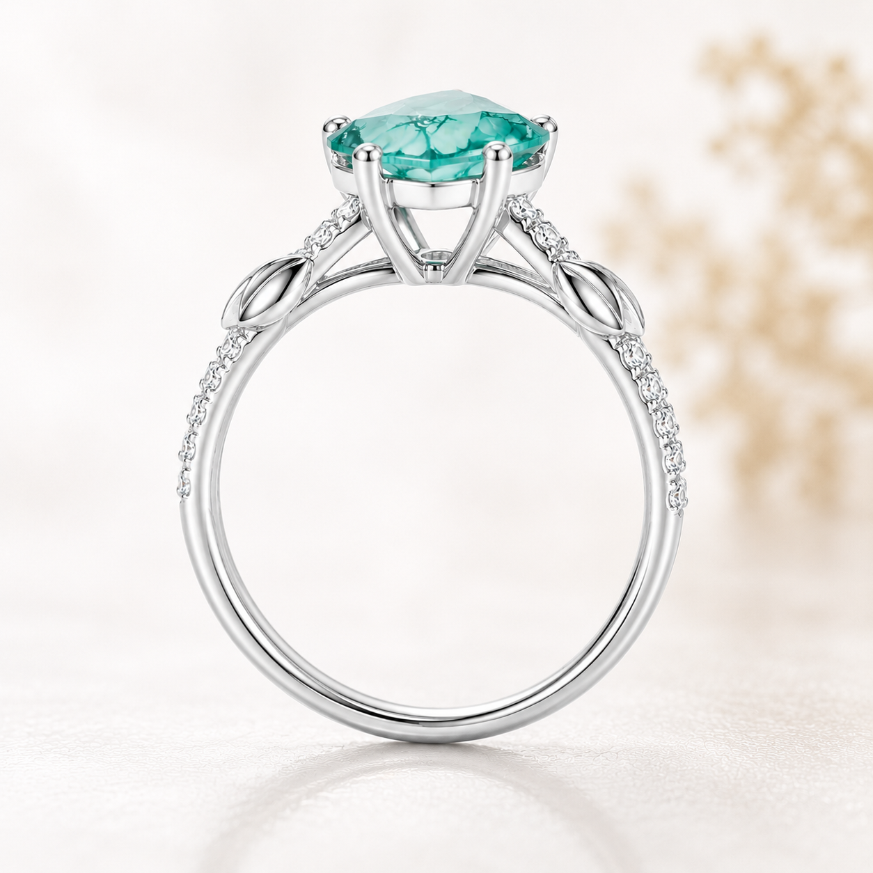 Natural Moss Agate Ring – Kite Cut Nature Inspired Boho Engagement Ring