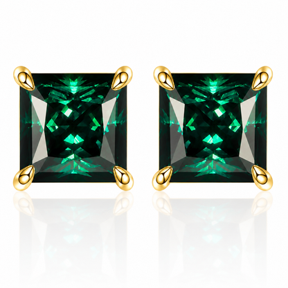 Brincos de moissanite vermelho com corte princesa 