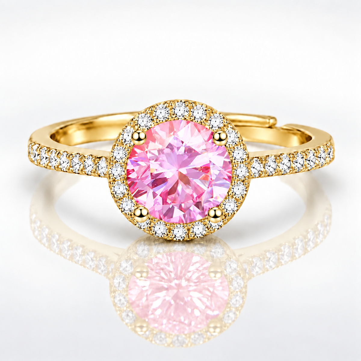 1ct Adjustable Coloured Moissanite Halo Engagement Ring