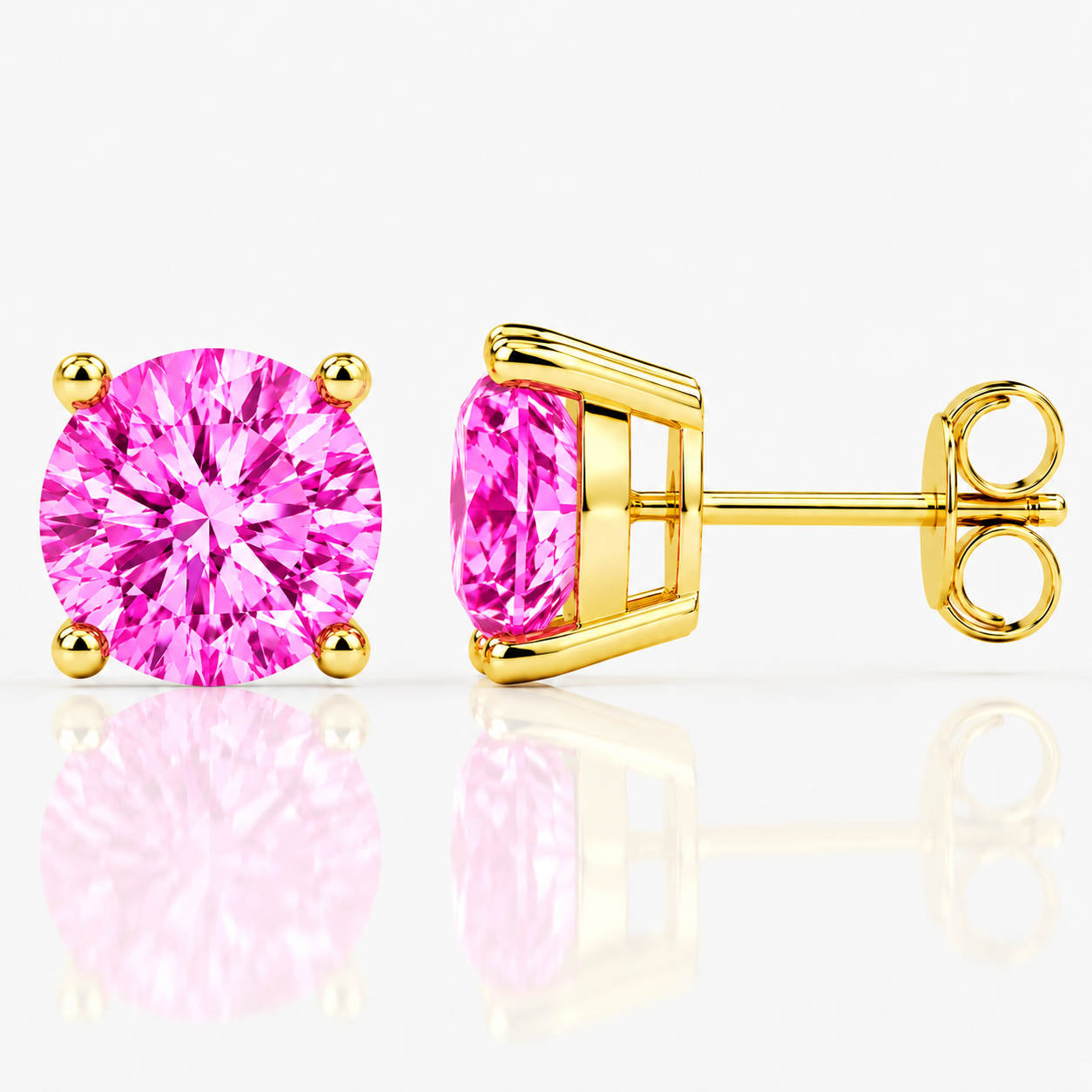 Four Prong Moissanite Solitaire Stud Earrings