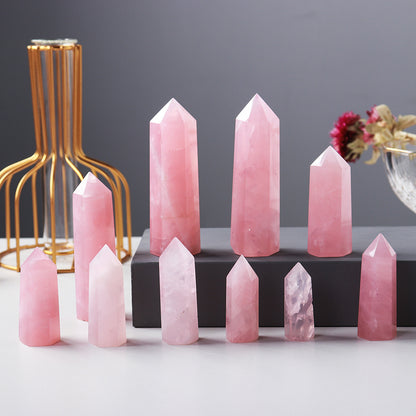 Enchanting Pink Rose Quartz Crystal Tower – Hexagonal Prism Magic Wand
