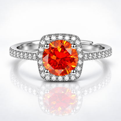 1ct Round Brilliant Moissanite Square Halo Adjustable Ring