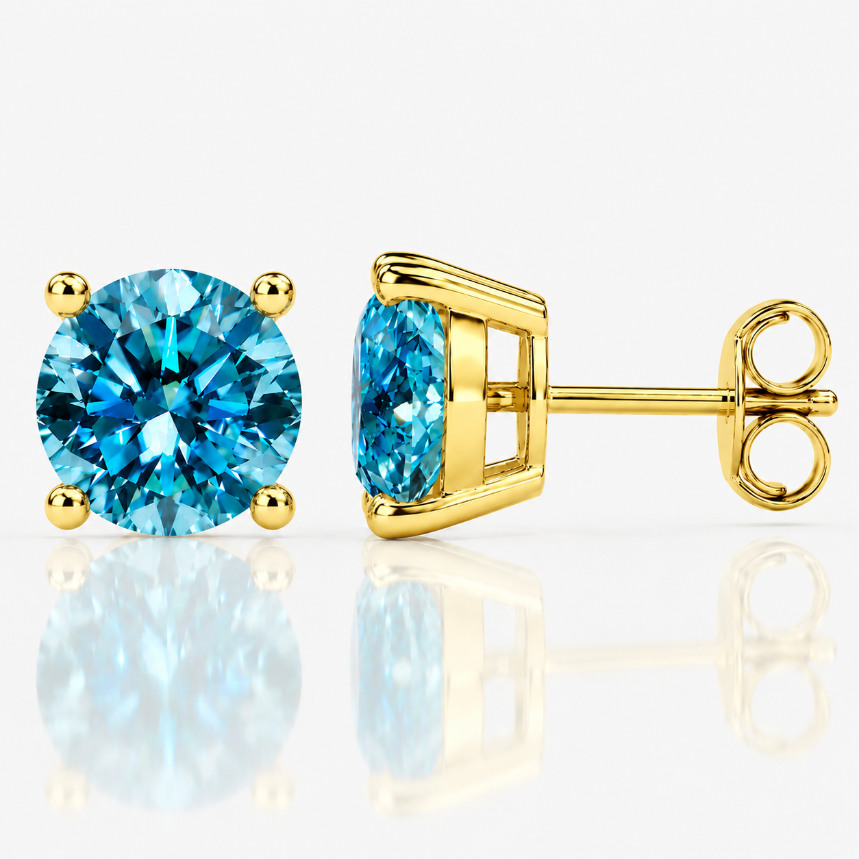 Four Prong Moissanite Solitaire Stud Earrings