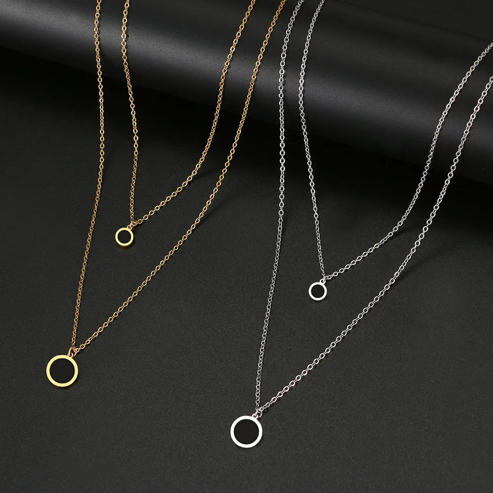 Titanium Black Disk Double Pendant Necklace - Premium Jewelry from Dazzling Delights - Just $28.95! Shop now at Dazzling Delights