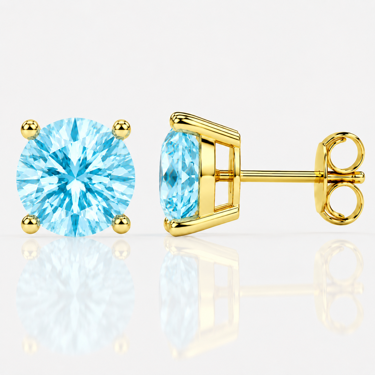 Four Prong Moissanite Solitaire Stud Earrings