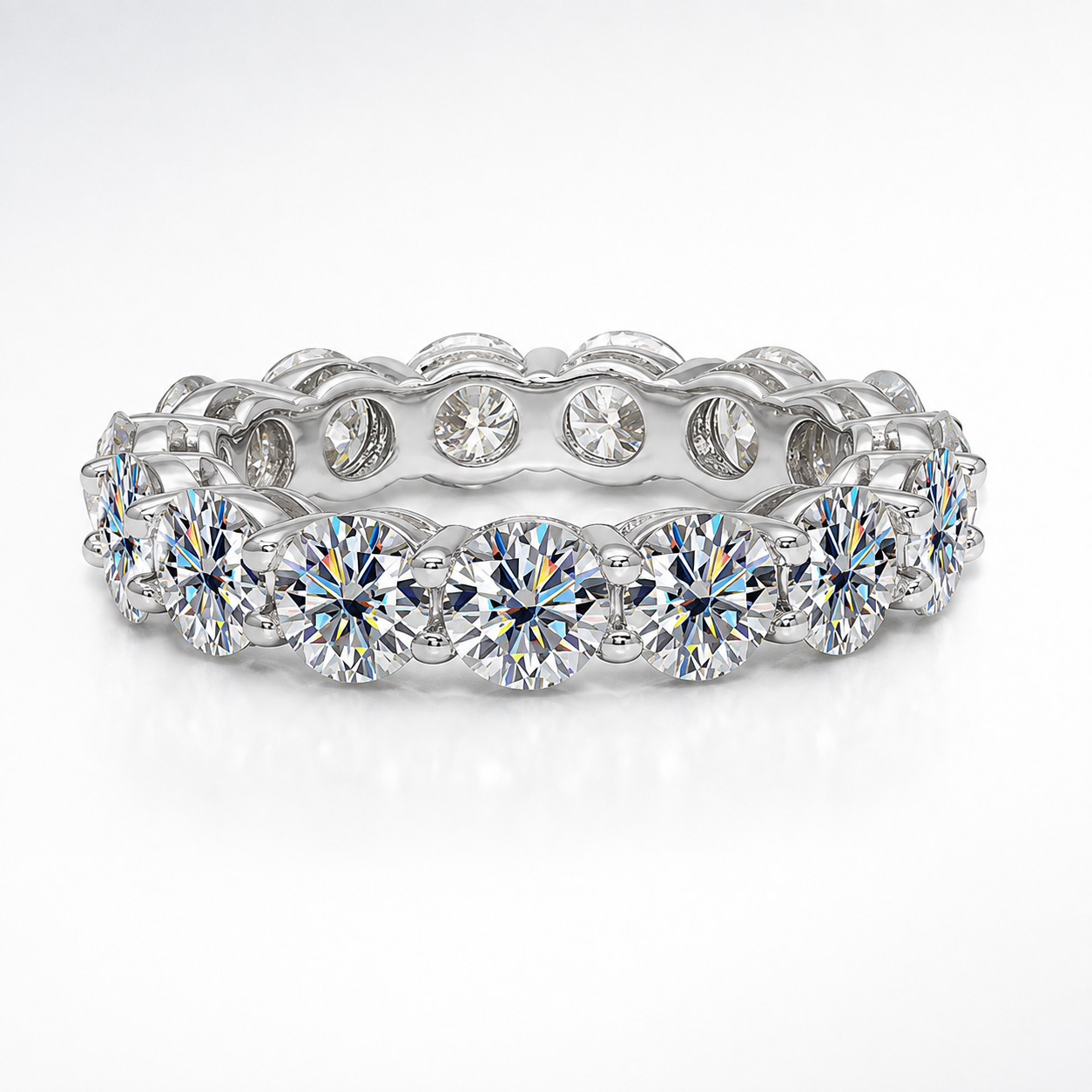 7ct Round Brilliant Moissanite Full-Eternity Wedding Band