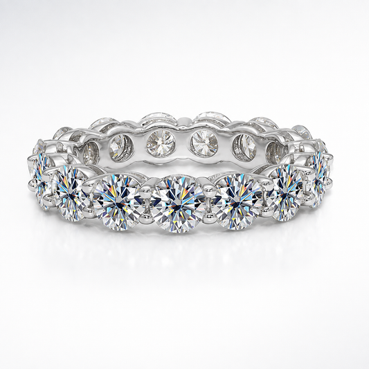 7ct Round Brilliant Moissanite Full-Eternity Wedding Band