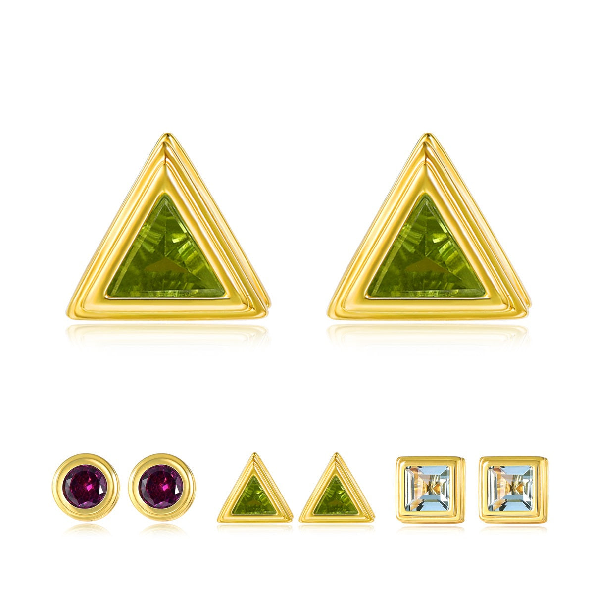 Geometric Designed Natural Gemstone Stud Earrings - Your Choice of Gemstone - Premium Jewelry from Dazzling Delights - Just $74.95! Shop now at Dazzling Delights