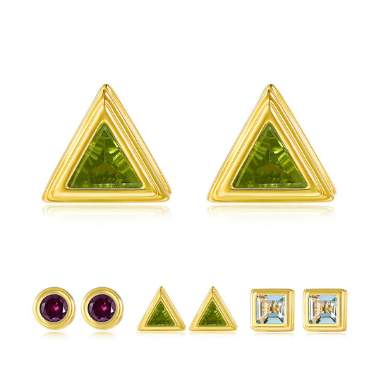 Geometric Designed Natural Gemstone Stud Earrings - Your Choice of Gemstone - Premium Jewelry from Dazzling Delights - Just $74.95! Shop now at Dazzling Delights