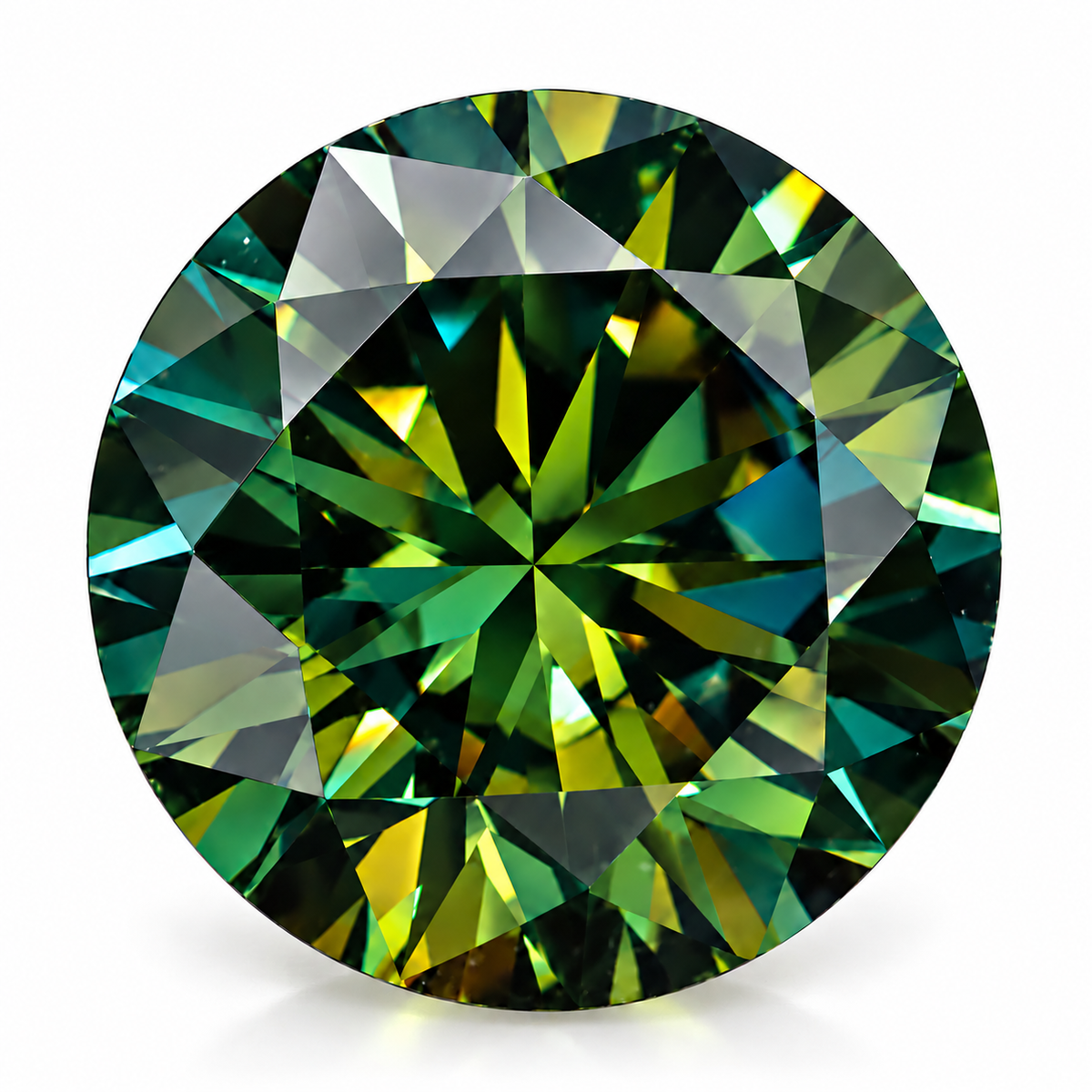 Forest Green Round Brilliant Cut Moissanites
